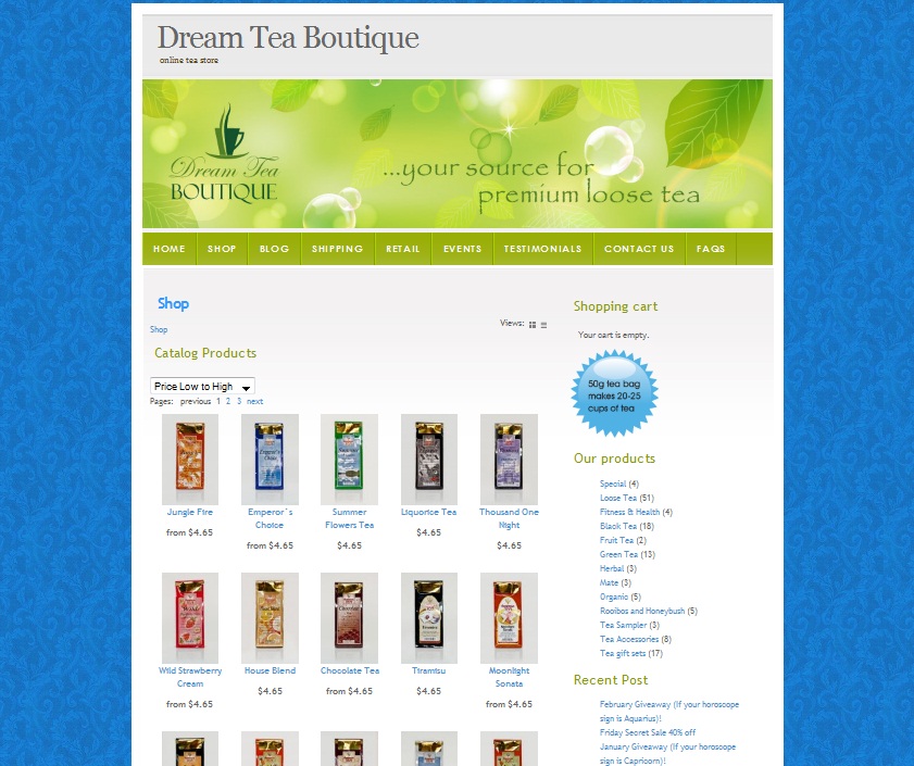 Dream Tea Boutique Web
