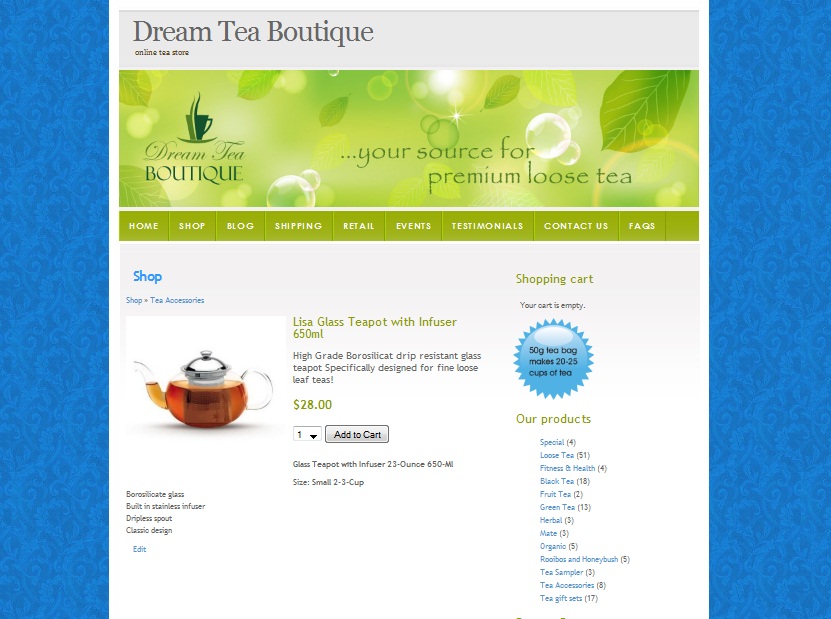 Dream Tea Boutique Web